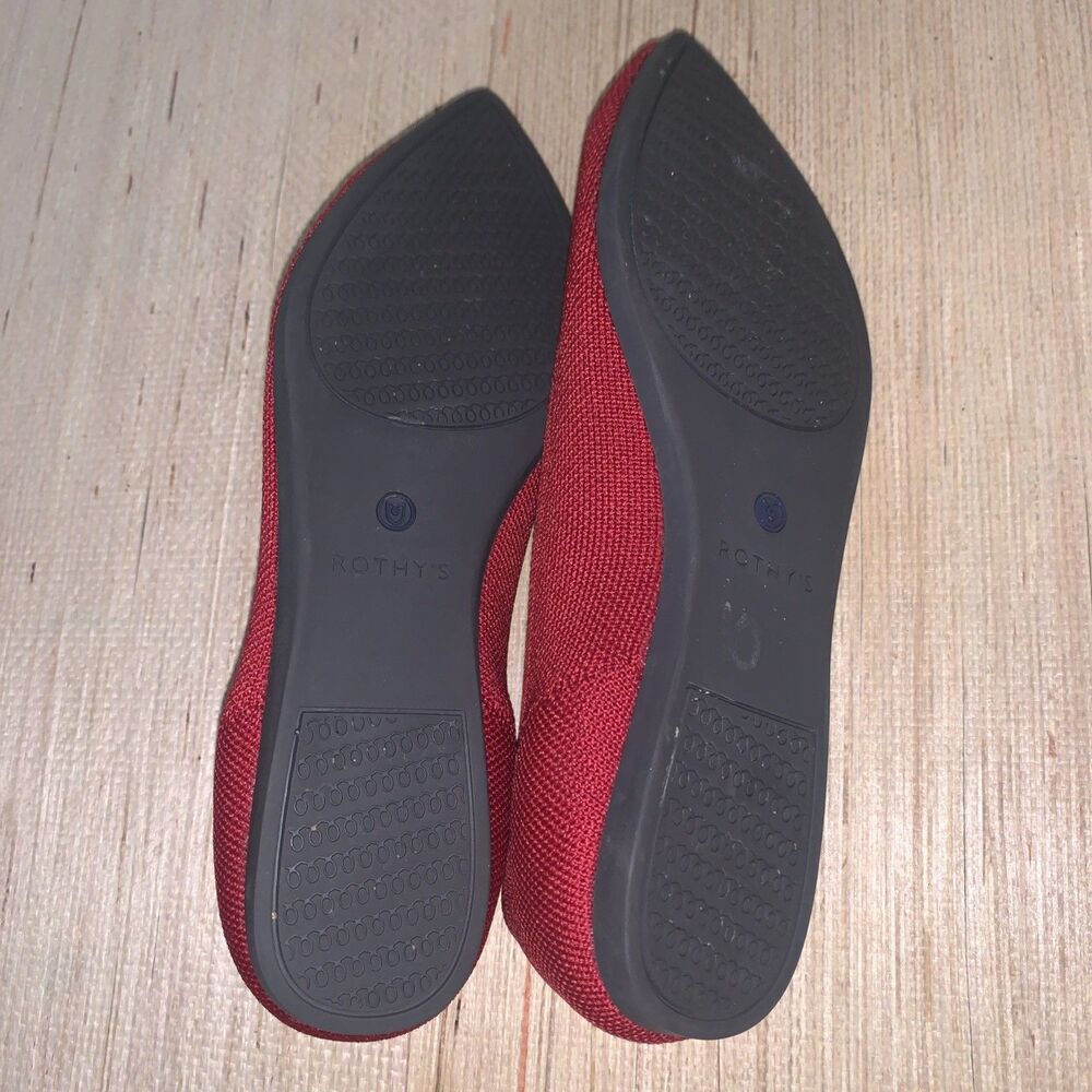 ROTHYS Women's 7.5 Pointed Ballet Flats Chili Red Washable Shoes Casual Office - Picture 12 of 13